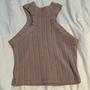 high neck ribbed tank top